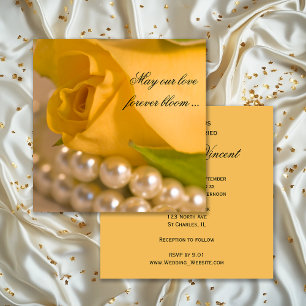 Yellow Rose and Pearls Wedding Invitation