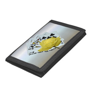 Yellow Rose and Texas Hold ‘em Cards Tri-fold Wallet