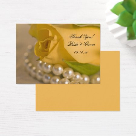 Yellow Rose And White Pearls Wedding Favor Tags
