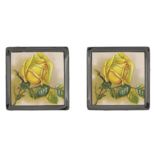 Yellow Rose Artwork Print Fine Art Cufflinks