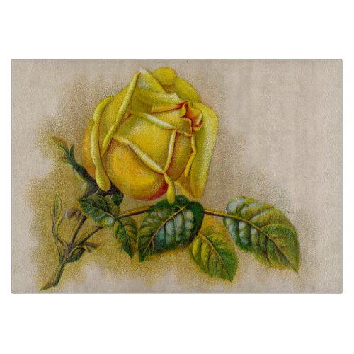 Yellow Rose Artwork Print Fine Art Cutting Board