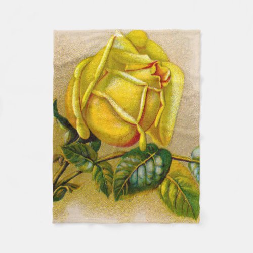 Yellow Rose Artwork Print Fine Art Fleece Blanket