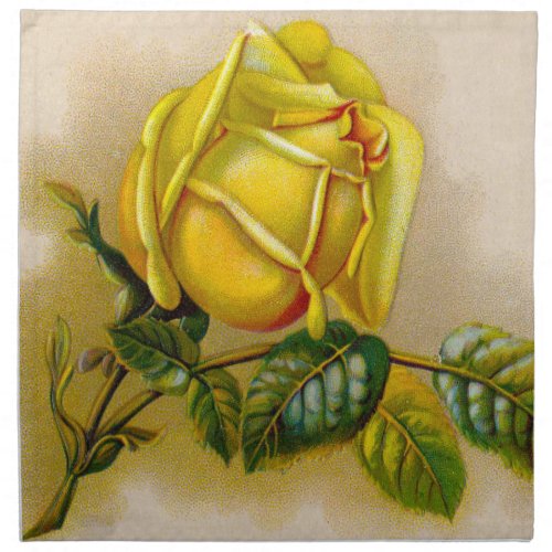 Yellow Rose Artwork Print Fine Art Napkin