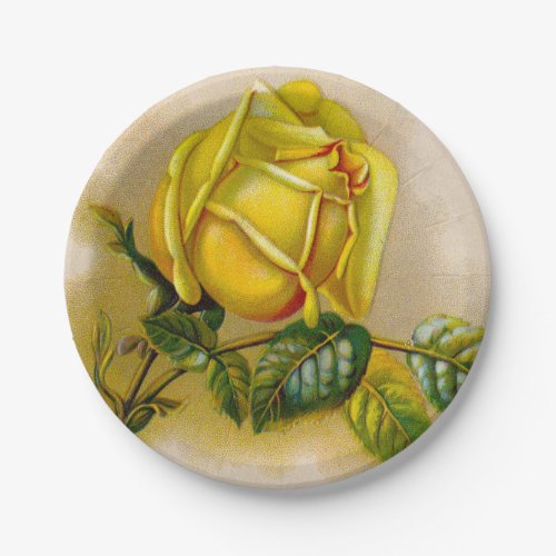 Yellow Rose Artwork Print Fine Art Paper Plates