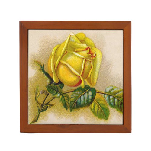 Yellow Rose Artwork Print Fine Art Pencil Holder