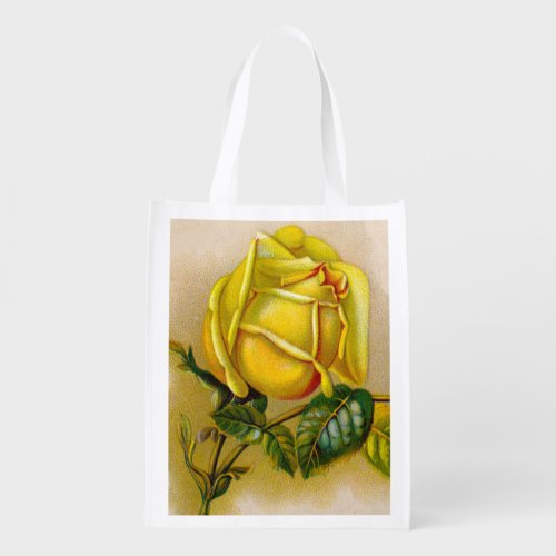 Yellow Rose Artwork Print Fine Art Reusable Grocery Bag