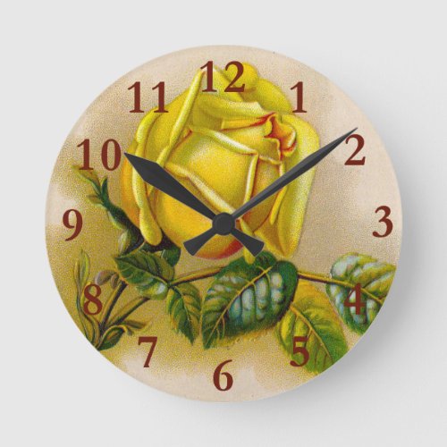 Yellow Rose Artwork Print Fine Art Round Clock