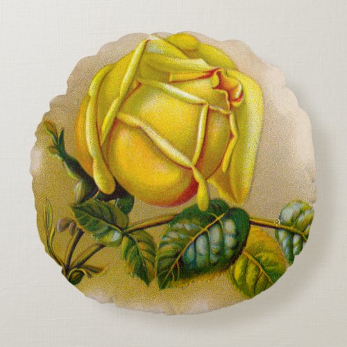 Yellow Rose Artwork Print Fine Art Round Pillow