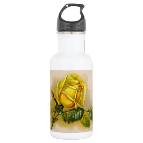 Yellow Rose Artwork Print Fine Art Stainless Steel Water Bottle