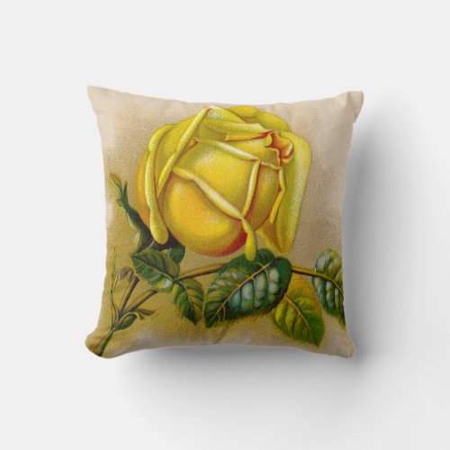 Yellow Rose Artwork Print Fine Art Throw Pillow
