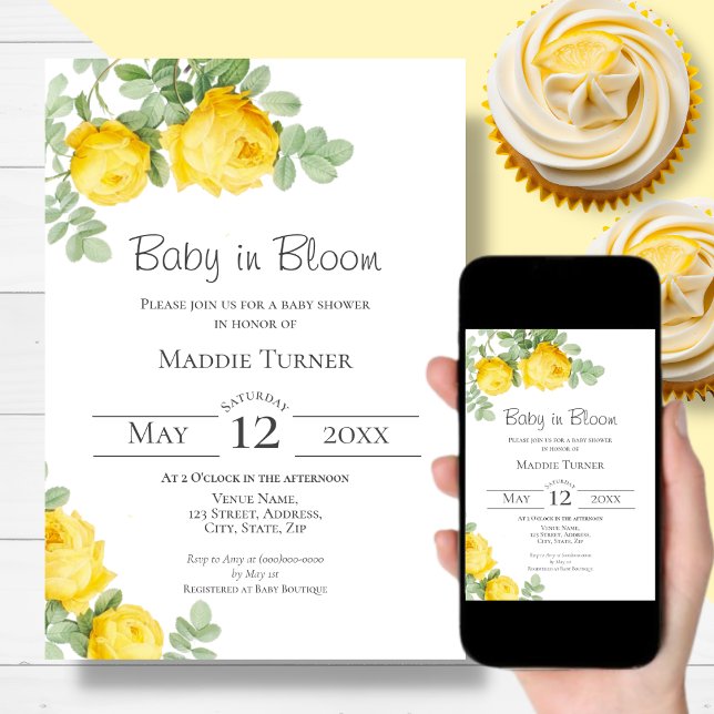  Yellow Rose Baby Shower Invitation (Creator Uploaded)