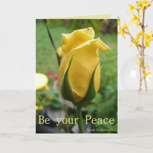 Yellow Rose Be Your Peace Inspirational Quote Card