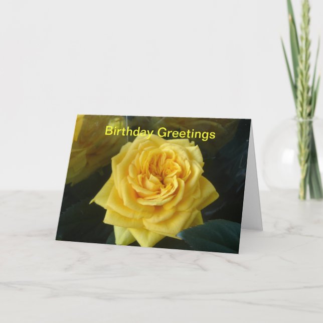 Yellow Rose Birthday Card (Front)