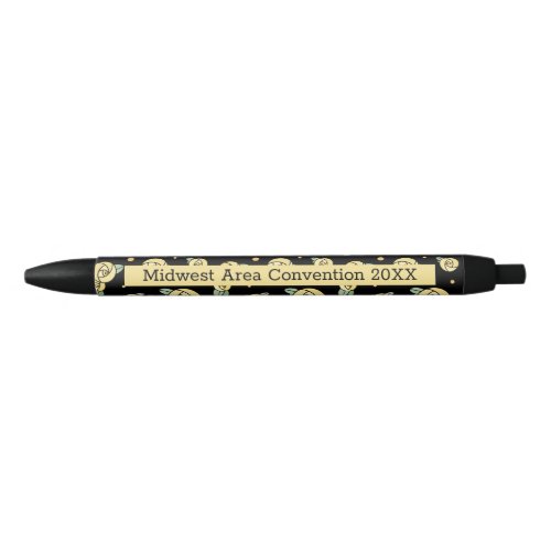 Yellow Rose  Black  Yellow Personalized Black Ink Pen