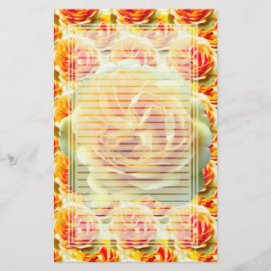 Yellow Rose Bloom Lined Stationery