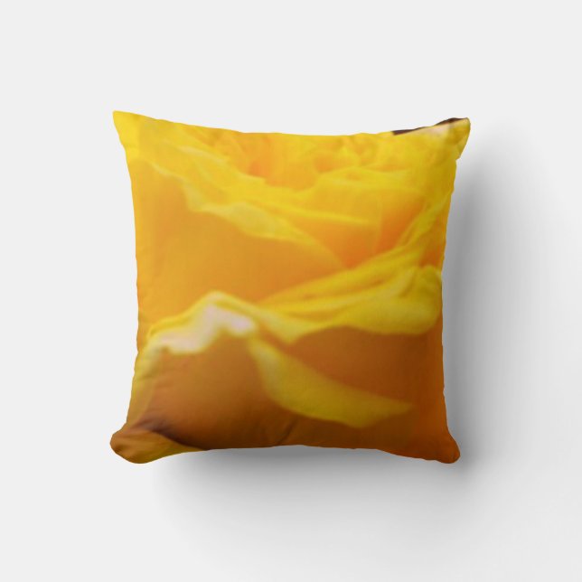 Yellow Rose Blossom Design Throw Pillow (Front)