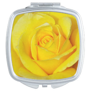 Yellow rose blossoms print compact mirror