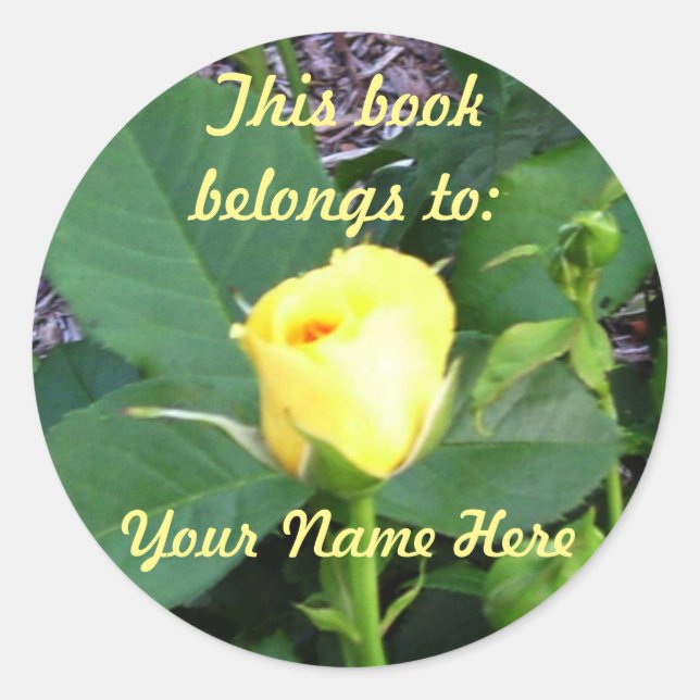 Yellow Rose Book Name Plate Sticker (Front)