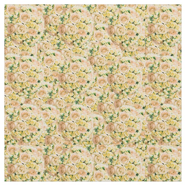 Yellow Rose Bouquet Flower Explosion Fabric (Close Up)