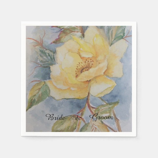 Yellow Rose bouquet Napkins (Front)