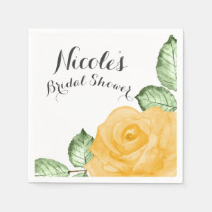 Yellow Rose Bridal Shower Elegant Party Wedding Napkins
