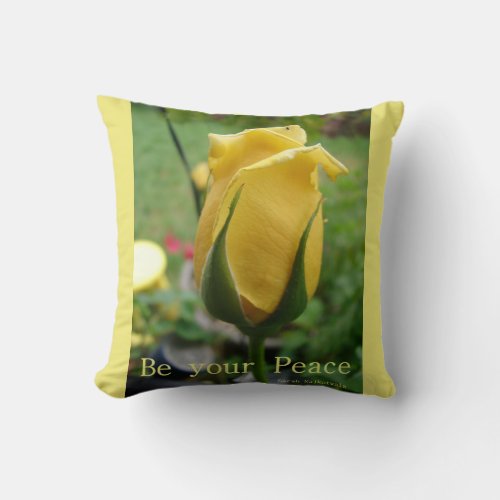 Yellow Rose Bud Peace Inspiration Quote Cushion