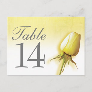 Yellow rose bud wedding table number