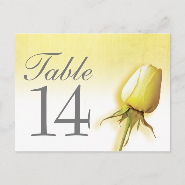 Yellow rose bud wedding table number  (Front)