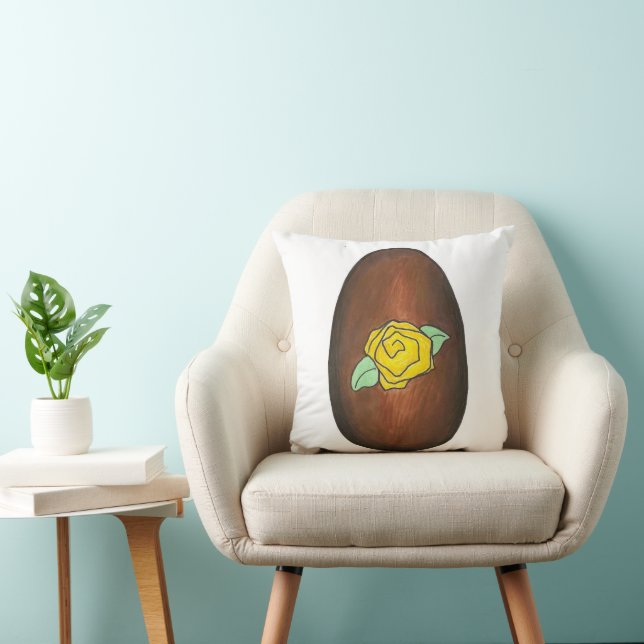 Yellow Rose Buttercream Easter Egg Candy Chocolate Throw Pillow (Chair)