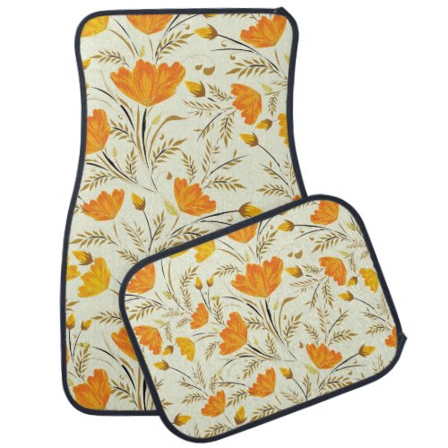 Yellow rose car floor mat