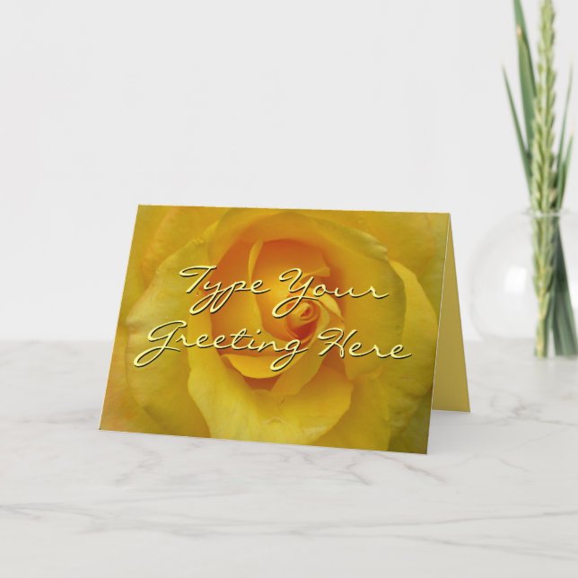 Yellow Rose Card Personalized Flower Greeting Card (Front)