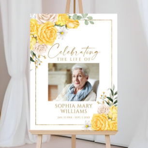 Yellow Rose Celebration of Life Memorial Sign