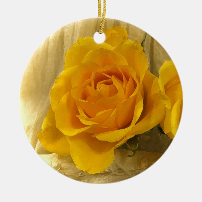 Yellow Rose Ceramic Ornament
