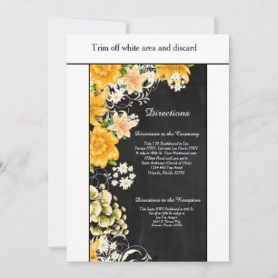 Yellow Rose Chalkboard 3.5x6 Directions Card
