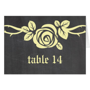 Yellow Rose Chalkboard Table Number Card