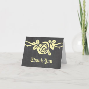 Yellow Rose Chalkboard Thank You Card