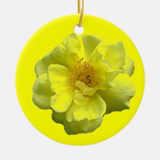 Yellow Rose Christmas Ornament (Front)
