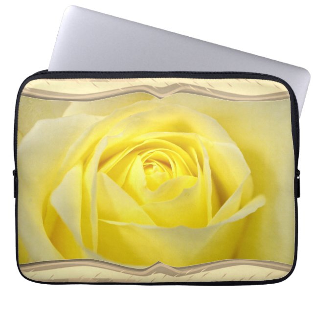 Yellow Rose Closeup Laptop Sleeve (Front)