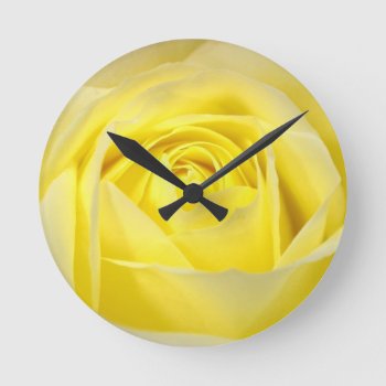 Yellow Rose Closeup Round Clock by LeFlange at Zazzle