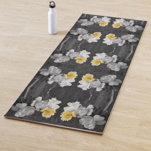 Yellow Rose Cluster Partial Color Abstract Yoga Mat