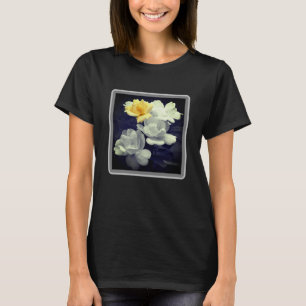 Yellow Rose Cluster Partial Color Flower T-Shirt