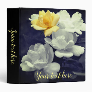 Yellow Rose Cluster Partial Color Personalized 3 Ring Binder