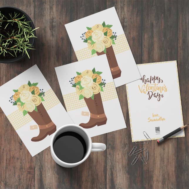Yellow Rose Cowboy Boot Holiday Card (Creator Uploaded)