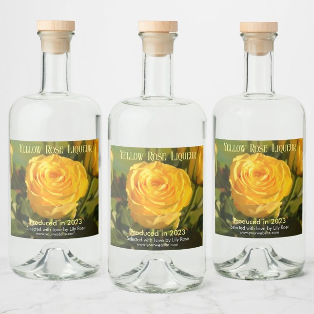Yellow Rose Customized Liquor Bottle Label (Bottles)