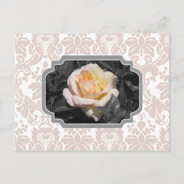 Yellow Rose Damask Notecard (Front)