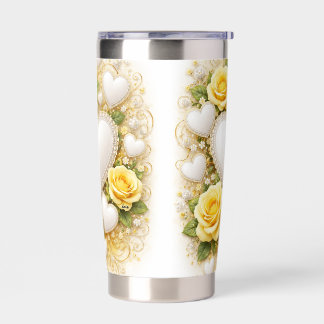 yellow rose doily insulated tumbler
