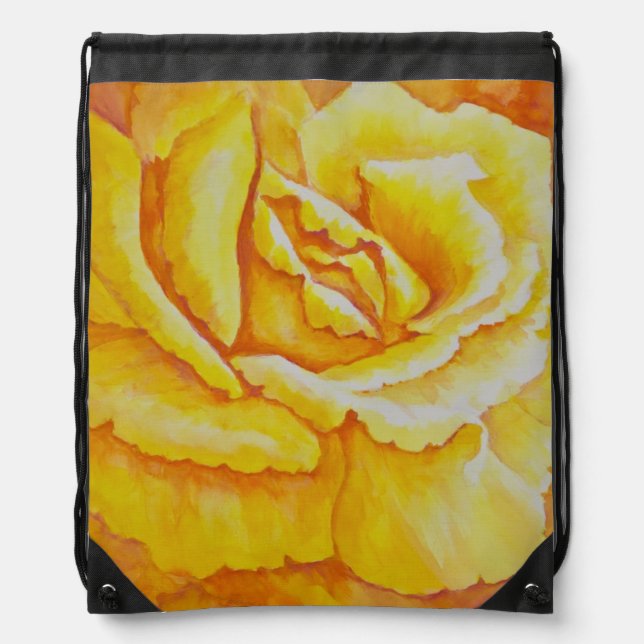 Yellow Rose Drawstring Bag (Front)