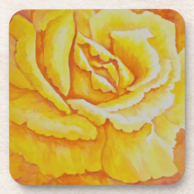 Yellow Rose Drink Coaster (Front)