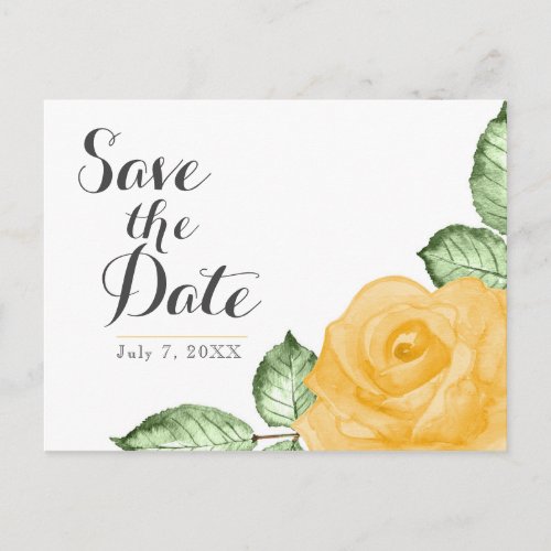 Yellow Rose Elegant Floral Wedding Save the Date Announcement Postcard