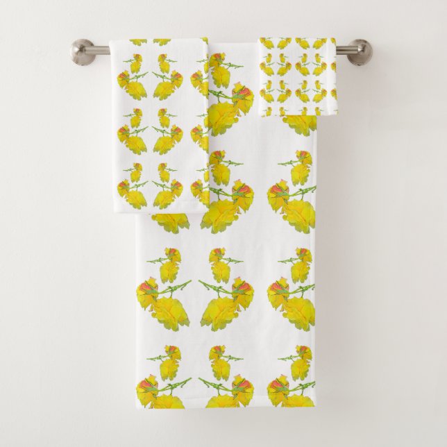 Yellow Rose Fabric. Bath Towel Set (Insitu)